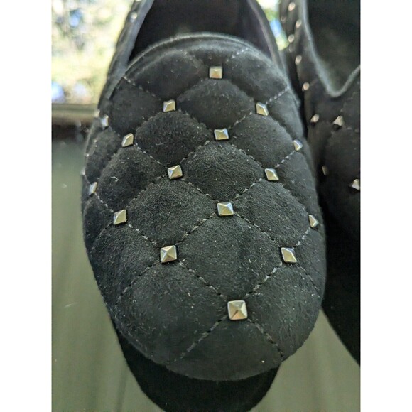 VANELi Quilted Flats Women's 8.5 W Studs Comfort Faux Suede Embellished Black - Picture 3 of 9